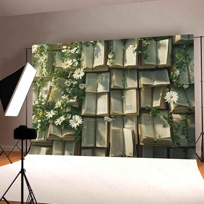 7x5ft Book Photography Backdrop Green Leaves Backdrop Book Butterfly Background for Kids Adults Birthday Lovers Party Decorations Supplies KUBYW008