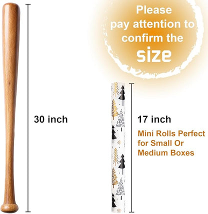MAYPLUSS Christmas Trees Wrapping Paper - 17 Inch X 33 Feet - Minimalistic Elegant Christmas Trees with Gold Design Winter Holiday Gift Wrap Sheet for Party, DIY Crafts & Festive Decoration
