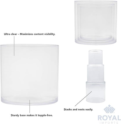 Royal Imports Flower Acrylic Vases Cylinders - Decorative Centerpiece for Home or Wedding - Non Breakable Plastic, 1-Set of 3 Sizes: 4", 5", 6" - Clear