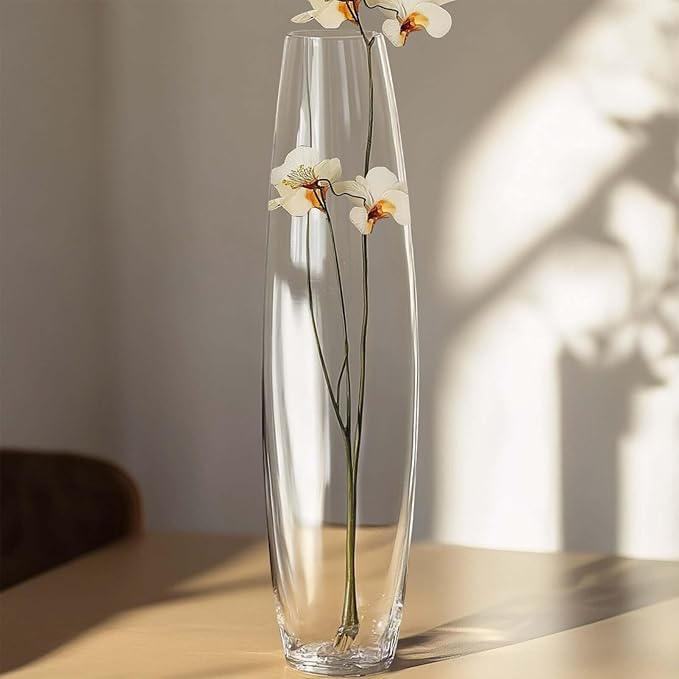 Efavormart 31" Tall Tapered Cylinder Glass Vase Clear Floor Vase Centerpiece for Table Décor