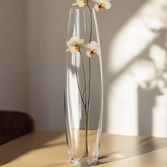 Efavormart 31" Tall Tapered Cylinder Glass Vase Clear Floor Vase Centerpiece for Table Décor