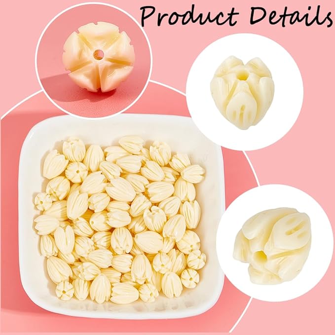 1 Box 100pcs Artificial Coral Beads White Flower Beads Large Synthetic Corals Flowers Floral Shaped Shell Jasmine Bead Bulk for Jewelry Making Women Wedding Party Crafting DIY Accessories