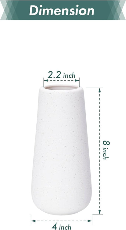 D'vine Dev 8 Inch Ceramic Flower Vase Textured Finishing, Minimalist Design for Kitchen, Bedroom, Living Room, Centerpieces, Office, Speckled Porcelain, VS-XH-G-1