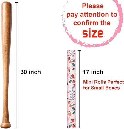 MAYPLUSS Strawberry Wrapping Paper Roll, Pink Floral Gift Wrap for Mothers Day, Wedding, Bridal Shower, Birthday, 17 Inch x 33 Feet