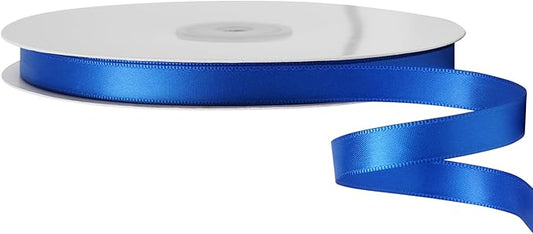 LIUYAXI Blue Double Faced Satin Ribbon, 3/8" X Continuous 25 Yards, Ribbons Perfect for Gift Wrapping Bows Bouquet Wedding Decor DIY Craft and More