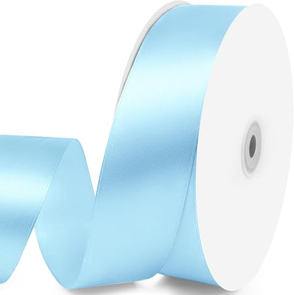1-1/2" x 100 Yards Satin Ribbon - Light Blue Silk Ribbon with Spool - Ideal for Gift Wrapping, Floral Bouquets, Crafts, Wedding Party Decorations, Christmas and Sewing Projects