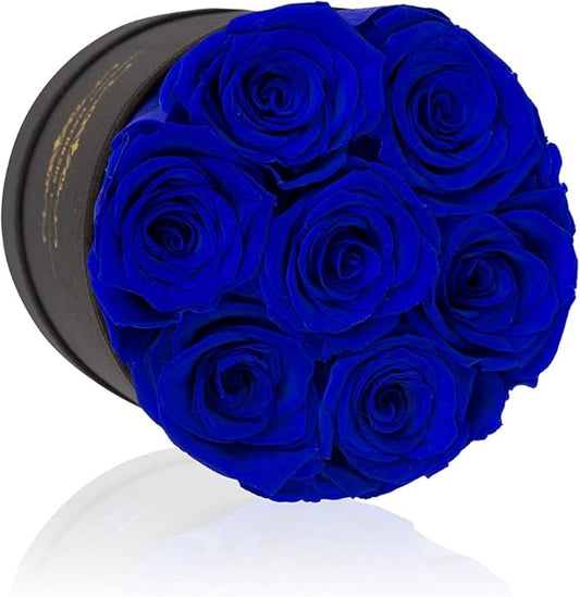 NATROSES 7 Piece Preserved Roses in a Box, Preserved Flowers for Birthday, Flower Gifts for Mothers Day (Royal Blue)