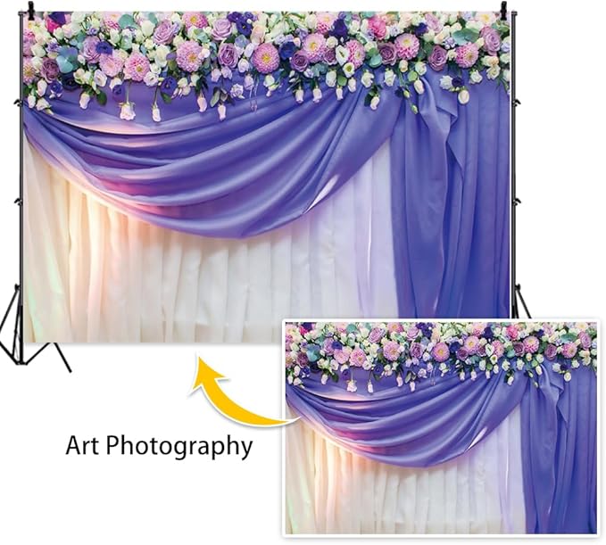 Leowefowa Flower Wedding Backdrop Wedding Pink Roses Floral Curtain Photography Background for Weeding Birthday Baby Shower Party Decorations Backdrop Photobooth 10x5ft Vinyl