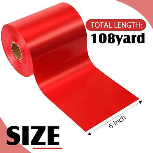 Syhood Outdoor Leaf Ribbon Floral Satin Ribbon for Crafts Aspidistra Waterproof Holiday Outdoor Decoration(6 Inch X 108 Yards,Red)