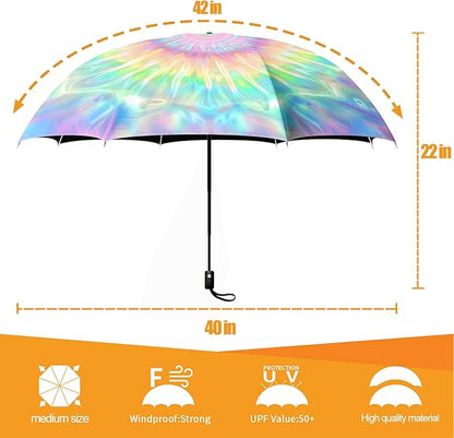 Small Compact Travel Automatic Folding Umbrella for Women, Portable Lightweight, Rain, Wind, UV Sun Shade