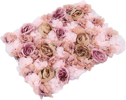 Gdrasuya10 6pcs Realistic Flower Wall Background Artificial Flowers Wall Backdrop Panel 3D Silk Rose Fake Flower Wall Panel Banquet Wedding Party Decor, Photography Background 60 x 40 cm