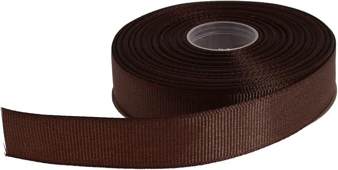 Solid Grosgrain Ribbon 25 Yard Each Roll 100% Polyester Woven Edge (1", Coffee)