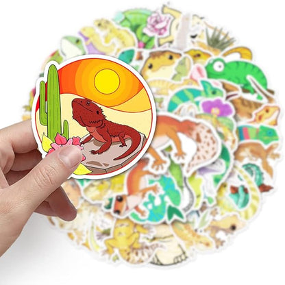 Lizard Vinyl Stickers for Teens Boy Girls Kids|50 Pcs|Cute Cartoon Waterproof Stickers for Laptop Phone Tablet Luggage Flasks Water Bottle Notebook Bike Scrapbook,Lovely Animals Decals Pack(Lizard)