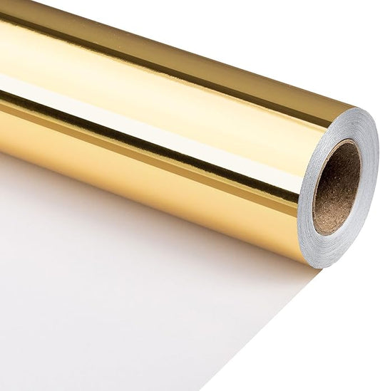 Merture 30 In X 32.8 Ft (81.7 sq.ft.) Gold Wrapping Paper Roll, Gift Wrap with Metallic Shine for Wedding, Birthday, Party, Holiday, Congrats, Mother’s Day