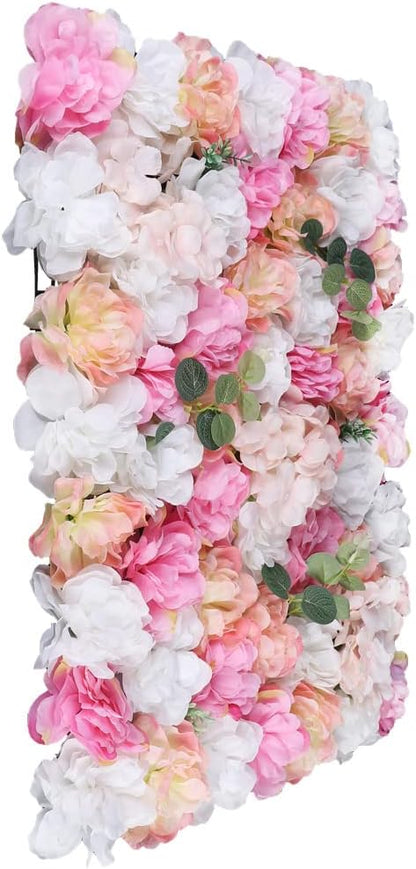 Artificial Flower Wall Backdrop Panels, 12Pcs Wedding Wall DIY 3D Floral Panels, Flower Panels for Wall, Floral Background Mat for Birthday Party Shop Fhoto Backdrops Home Decor, 15.75x23.62 inch