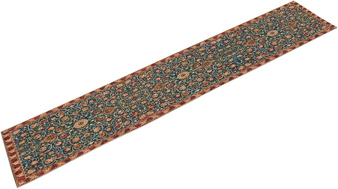 William Morris Table Runner, Rustic Boho Ethnic Flower Original Design Print Table Runner for Home Party Dining Room Kitchen Decor 13x70 Inch