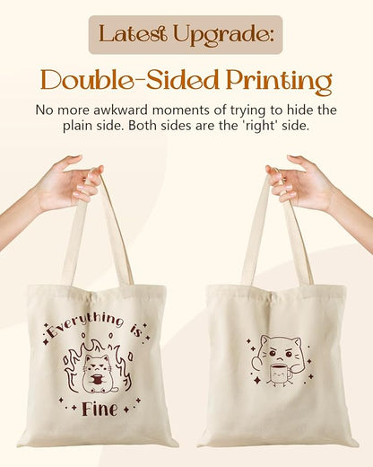 Aesthetic Tote Bag for Women- with Magnetic Buckle and Zipper Inner Pocket Cloth Cotton Canvas Tote Bags