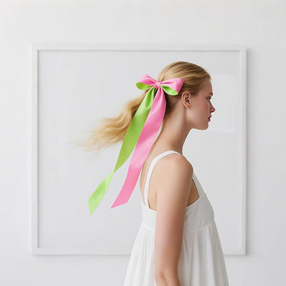 Ribbon 1 Inch, Pink & Green Flash Two-Tone Double Faced Satin Ribbon for Gift Wrapping, Flower Bouquet, Bow, Hair, Wedding, DIY Crafts, Holiday Party Decorations, 30 Yards Total