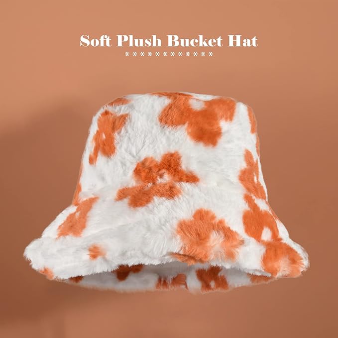Winter Soft Faux Fur Plush Bucket Hat, Lovely Fisherman Cap, Fashion Outdoor Thick Warm Sun Cap for Women