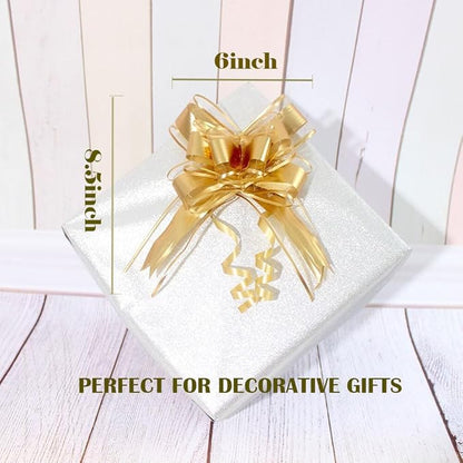 WEWILUCK Bows for Gift Wrapping, Gold Bows for Gifts, Presents, Gift Baskets, Large Bow for Birthdays, Parties, Christmas, and Everyday(6 inches, 15PCS)