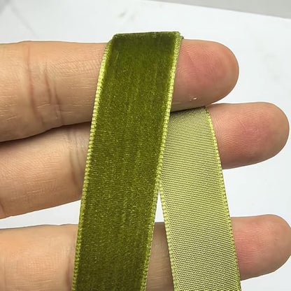 Chenkou Craft 25 Yards 5/8" Velvet Ribbon Lots Bulk (Olive, 5/8"(15mm))