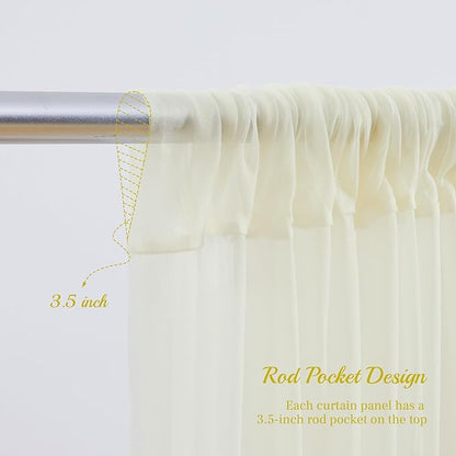 20x10ft Ivory Tulle Backdrop Curtain with Lights String for Parites, Sheer Backdrop Curtains for Wedding Baby Shower Birthday Party Photo Shoot Decorations