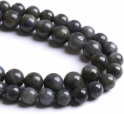 8MM 46PCS Natural Stone Black Labradorite Beads Crystal Loose Beads for Jewelry Making DIY Bracelet