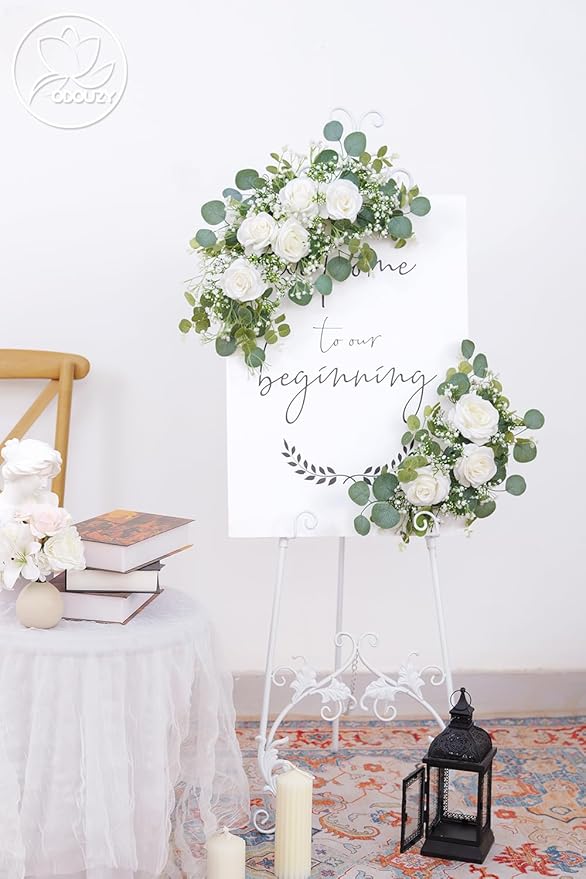 Pack of 2 Wedding Arch, Artificial Flowers, Wedding Decor，Flower Garland Be Suited to Banquet, Party, Reception Entrance Welcome Sign and Background Decoration (Starry Sky)