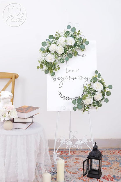 Pack of 2 Wedding Arch, Artificial Flowers, Wedding Decor，Flower Garland Be Suited to Banquet, Party, Reception Entrance Welcome Sign and Background Decoration (Starry Sky)