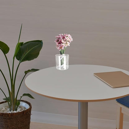 Cylinder Glass Vase for Flower Arranging and Hydroponic Plants Transparent Smooth Surface Floral Holder for Home Decor Stable Glass Candle Holder Alternative for Wedding