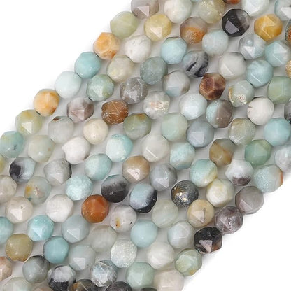 Faceted Natural Amazonite Stone Round Beads 6mm 36cm/Strand for Jewelry Making