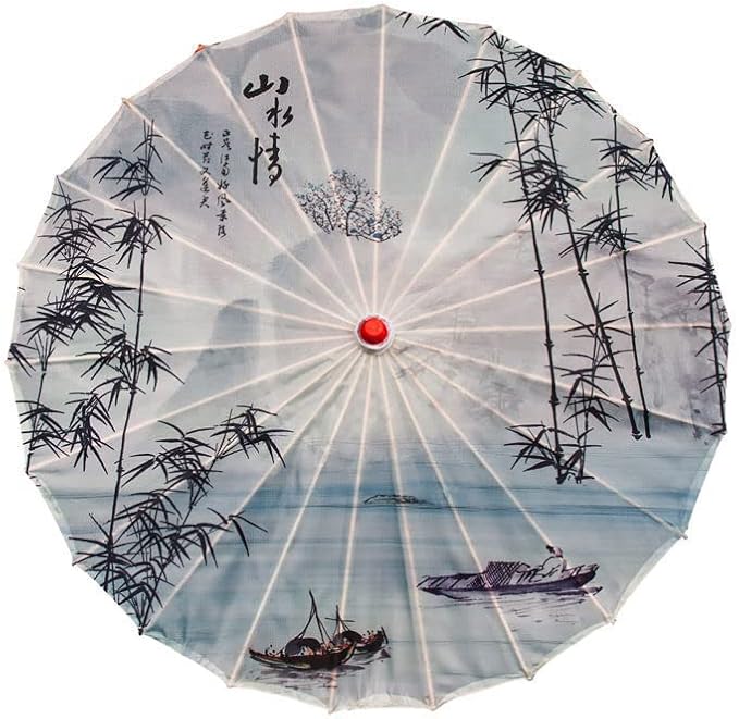 Parasol Chinese Style Classical Oil Paper Umbrella Rainproof Umbrella, Parasol Pendent Floral Mulitcolor Paper and Bamboo Painted Paper Parasol