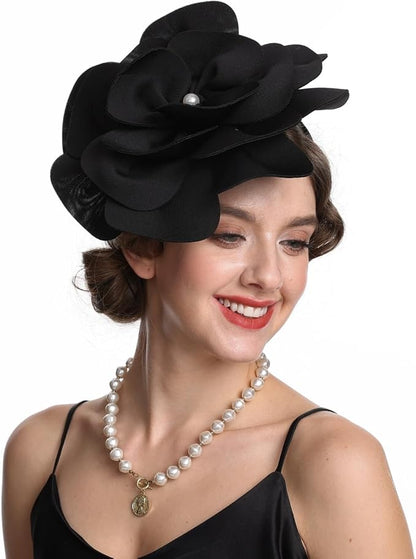 Feather Fascinator for Women - Vintage with Headband and Clip Tea Party Headwear