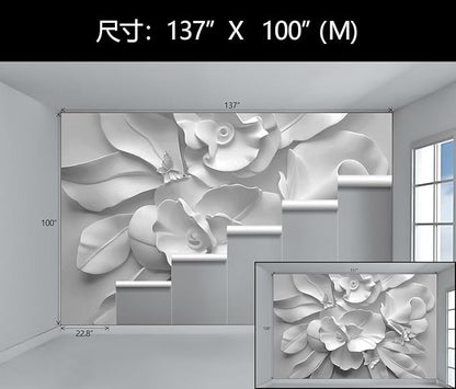 WFBHUA-Gray Peony Floral Wallpaper Peel and Stick Large Self Adhesive Wall Mural for Bedroom 137"x100"