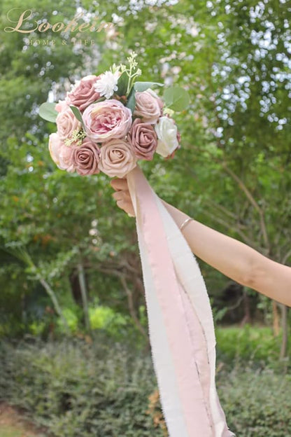 Lookein Artificial Flowers for DIY Wedding Decoration Bridal Bouquet Table Centerpieces Flower Wreaths Aisle Decoration Home Decor, Elegant Dusty Rose