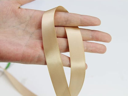 Khaki Double Faced Satin Ribbon 7/8 Inch - 100 Yards - Soft Gift Wrapping Package Ribbon for Invitations, Flower Bouquets, Weddings, Bows, Hair Decoration, Valentine's Day, and Mother's Day