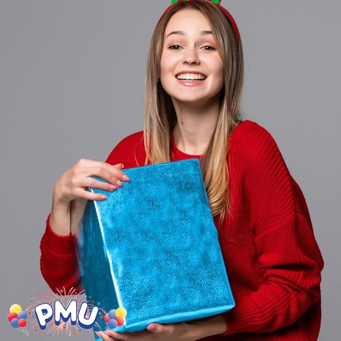 PMU Gift Wrap Mylar Roll Metallic Baby bue 2-sided, 48 Inches X 100 Ft Roll 1.4 Mil Highly Reflective Mylar Film, Great for Gifts, Birthdays, Christmas, Baskets, Arts & Crafts