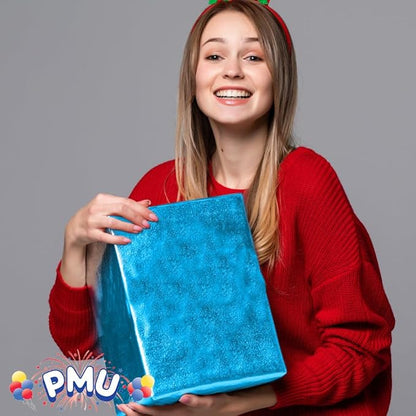 PMU (2 Gift Wrap Mylar Roll Metallic Baby Blue 2-sided, 24 Inches X 8.3 Ft Roll 1.4 Mil Highly Reflective Mylar Film, Great for Gifts, Birthdays, Christmas, Baskets, Arts & Crafts