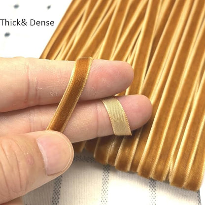 Chenkou Craft Brown 25 Yards 1/4" Velvet Ribbon Lots Bulk (Brown, 1/4"(6mm))