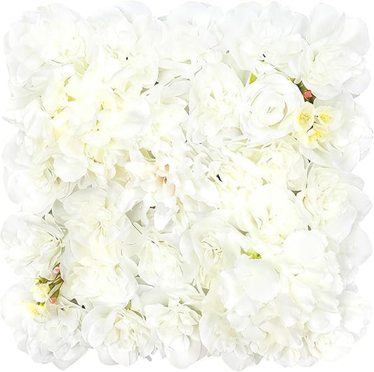 Flower Wall Backdrop, 12PCS 10.6"-15.7" Artificial Flower Wall Panel with Various Styles, 3D Floral Wall Decor for Wedding Photo Background Festive Party Home Decoration (L006, 15 * 15in)