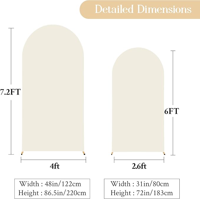 Beige Arch Backdrop Cover Set of 2 Beige Arch Cover 7.2 and 6ft Wedding Arch Cover Stretchy Backdrop Bridal Baby Shower Birthday Party Arches Stand Covers Spandex