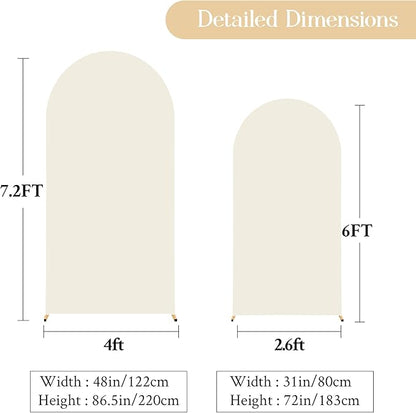 Beige Arch Backdrop Cover Set of 2 Beige Arch Cover 7.2 and 6ft Wedding Arch Cover Stretchy Backdrop Bridal Baby Shower Birthday Party Arches Stand Covers Spandex