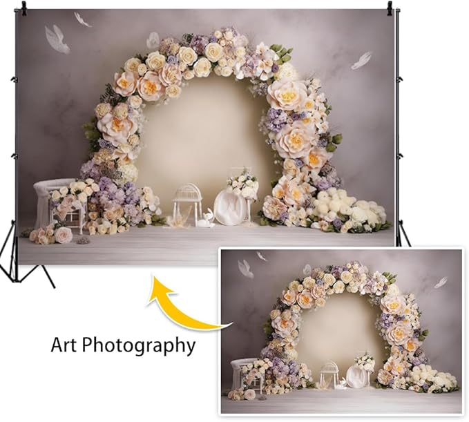 Leowefowa Wedding Flower Wall Backdrop Retro Arch Pink Floral Wall Backdrop Background for Wedding Anniversary Birthday Party Decorations Banner Studio Props 5x3ft Vinyl