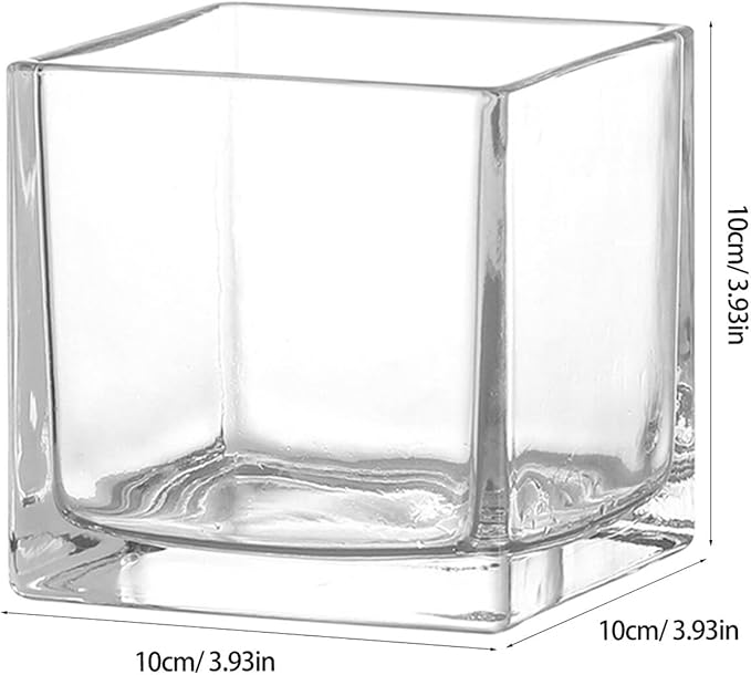 SMASOLO Clear Hydroponic Glass Cube Vase Thickened Square Flower Planter Decorative Hydroponic Flower Container for Home Office Table Centerpiece
