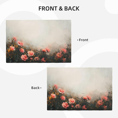 Placemats 4 pcs Vintage Oil Painting Flowers Double-Layer Imitation Linen Place Mats Non-Slip Heat-Resistant Tablemats for Home Restaurant Hotel 18×12 Inch