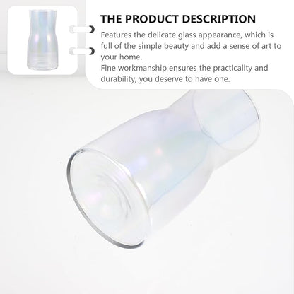 NUOBESTY Chic Iridescent Glass Vase Decor for Floral Arrangements Lightweight Transparent Desktop Ornament Modern Artistic Flower Container for Home and Office Display