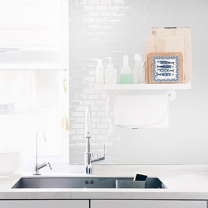 Art3d 10-Sheet Peel and Stick Backsplash Tile for Kitchen - 12”×12” Stick on Wall Tile for Kitchen Bathroom Countertop Living Room, White Washed