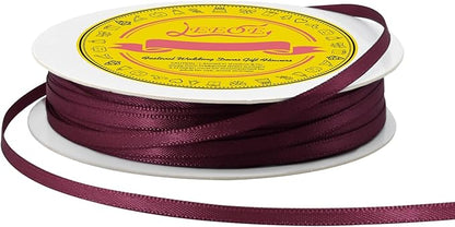 Double Face Wine Red Satin Thin Ribbon 1/8 inch X 50 Yards Polyester Wine Red Ribbon for Gift Wrapping Very Suitable for Weddings Party Hair Bow Invitation Decorations and More