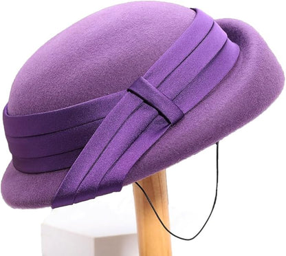Women Wool Felt Ribbon French Fashion Vintage Millinery Beret Hats Top Cap Ladies Party Wedding Fedoras Chapeau