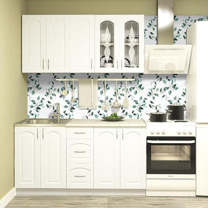 Erfoni Green and White Peel and Stick Wallpaper Floral Contact Paper for Bedroom17.7inch x 78.7inch Eucalyptus Wallpaper Peel and Stick Vintage Flower Decorative Removable Wall Paper Vinyl Roll